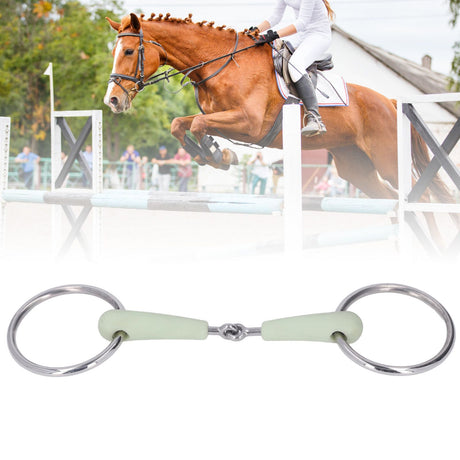 130mm Horse Mouth Snaffle with Chain Stainless Steel Horse Bit for Equestrian Training Equipment