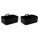 2 Sets Kitchen Fryer Silicone Basket and Mat Reusable Non Stick Rectangular Air Oven Accessories for Ninja DZ201 Foodi 8QT Black