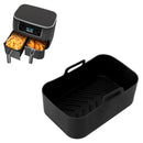2 Sets Kitchen Fryer Silicone Basket and Mat Reusable Non Stick Rectangular Air Oven Accessories for Ninja DZ201 Foodi 8QT Black