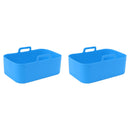 2 Sets Kitchen Fryer Silicone Basket and Mat Reusable Non Stick Rectangular Air Oven Accessories for Ninja DZ201 Foodi 8QT Blue