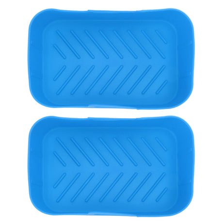 2 Sets Kitchen Fryer Silicone Basket and Mat Reusable Non Stick Rectangular Air Oven Accessories for Ninja DZ201 Foodi 8QT Blue