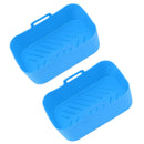 2 Sets Kitchen Fryer Silicone Basket and Mat Reusable Non Stick Rectangular Air Oven Accessories for Ninja DZ201 Foodi 8QT Blue