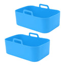 2pcs Fryer Silicone Basket Nonstick High Temperature Resistanc Fryer Liner with Brush for Ninja DZ201 Foodi 8QT Blue