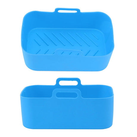2pcs Fryer Silicone Basket Nonstick High Temperature Resistanc Fryer Liner with Brush for Ninja DZ201 Foodi 8QT Blue