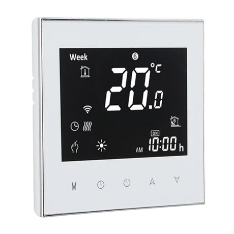 Smart Boiler Heating Thermostat WIFI APP Voice Control LCD Touch Screen Programmable White 95‑240V