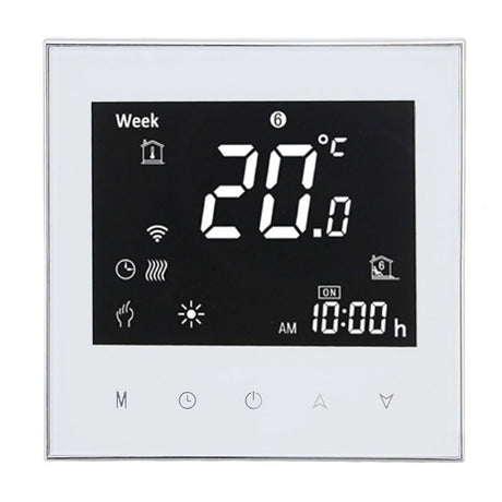 Smart Boiler Heating Thermostat WIFI APP Voice Control LCD Touch Screen Programmable White 95‑240V