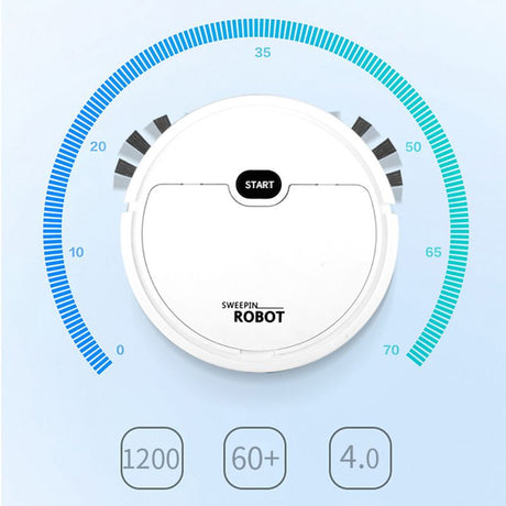 Robot Vacuum Cleaner USB Smart 3 In 1 Suction Sweeping Mopping Function Automatic Vacuum Cleaner for Small Apartments White