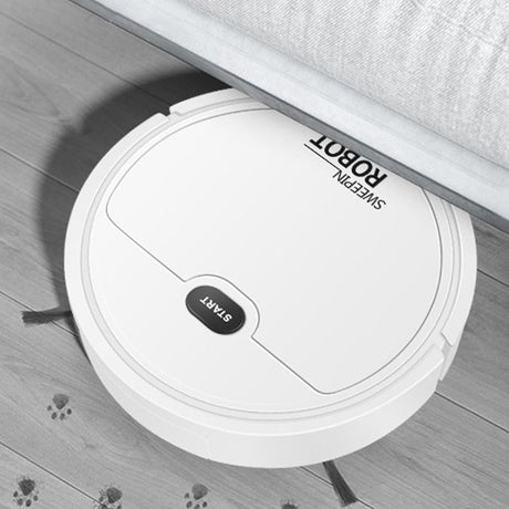 Robot Vacuum Cleaner USB Smart 3 In 1 Suction Sweeping Mopping Function Automatic Vacuum Cleaner for Small Apartments White