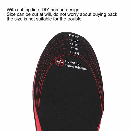 Heated Insoles DIY Cuttable Smart Remote Control USB Rechargeable Electric Heating Insoles for Men Women Outdoor Size 41‑45