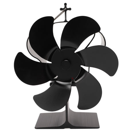 6 Blades Heat Powered Stove Fan Non Electric Self Starting Fireplace Fan High Temperature Resistant Fan Crown Black