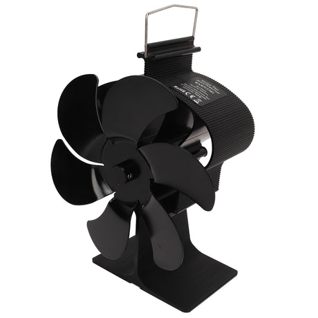 6 Blades Heat Powered Stove Fan Non Electric Self Starting Fireplace Fan High Temperature Resistant Fan Crown Black