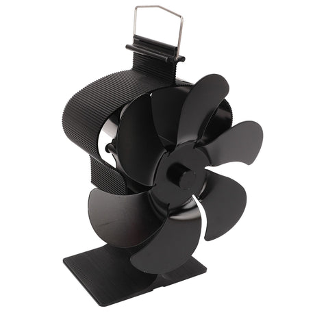 6 Blades Heat Powered Stove Fan Non Electric Self Starting Fireplace Fan High Temperature Resistant Fan Crown Black