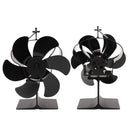 6 Blades Heat Powered Stove Fan Non Electric Self Starting Fireplace Fan High Temperature Resistant Fan Crown Black