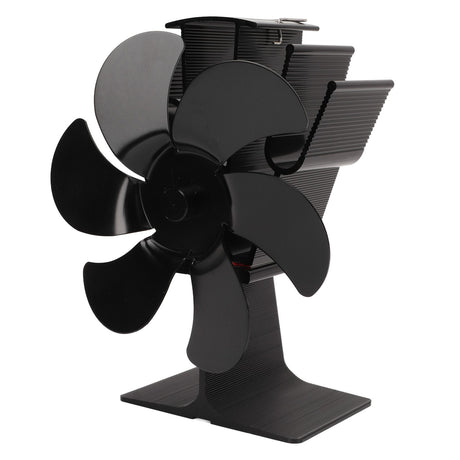 Heat Powered Fireplace Fan Non Electric Self Starting Stove Fan High Temperature Resistant Energy Saving Fan 6 Blades Black