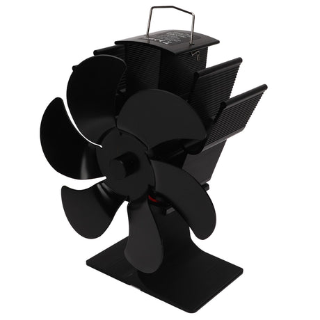 Heat Powered Fireplace Fan Non Electric Self Starting Stove Fan High Temperature Resistant Energy Saving Fan 6 Blades Black
