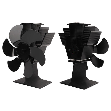 Heat Powered Fireplace Fan Non Electric Self Starting Stove Fan High Temperature Resistant Energy Saving Fan 6 Blades Black