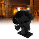 Heat Powered Fireplace Fan Non Electric Self Starting Stove Fan High Temperature Resistant Energy Saving Fan 6 Blades Black
