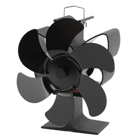 Stove Fan 6 Blades Greater Air Volume Low Noise Operation Wear Resistance Fireplace Fan Black L