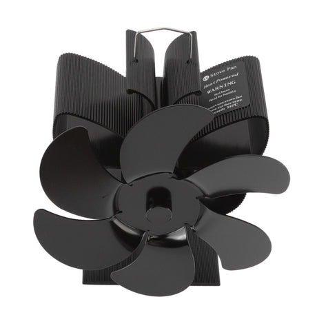 Stove Fan 6 Blades Greater Air Volume Low Noise Operation Wear Resistance Fireplace Fan Black L