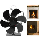 Stove Fan 6 Blades Greater Air Volume Low Noise Operation Wear Resistance Fireplace Fan Black L