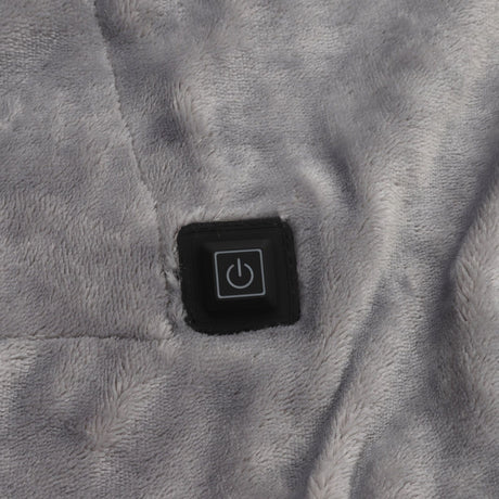 USB Electric Blanket Cozy Soft Portable Temperature Control Machine Washable Heated Shawl Throws for Car Home Travel Light Grey