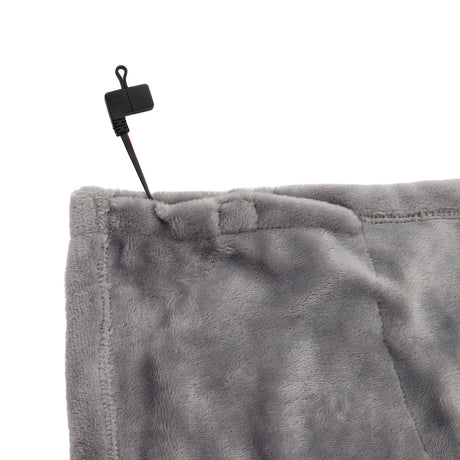 USB Electric Blanket Cozy Soft Portable Temperature Control Machine Washable Heated Shawl Throws for Car Home Travel Light Grey