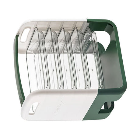 Four Layers Dish Preparation Plate Drawer Design Plastic Vegetable Preparation Rack Kitchen Storage Rack Green