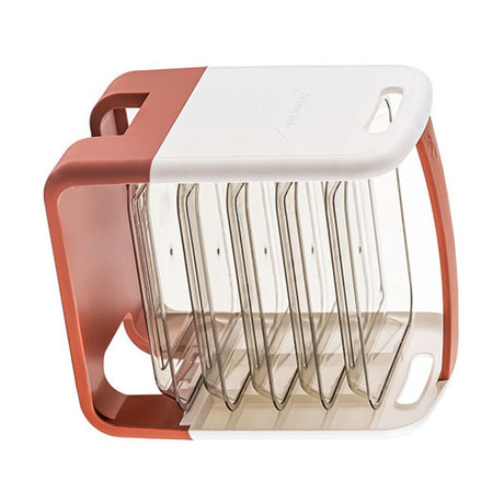 Four Layers Dish Preparation Plate Drawer Design Plastic Vegetable Preparation Rack Kitchen Storage Rack Pink