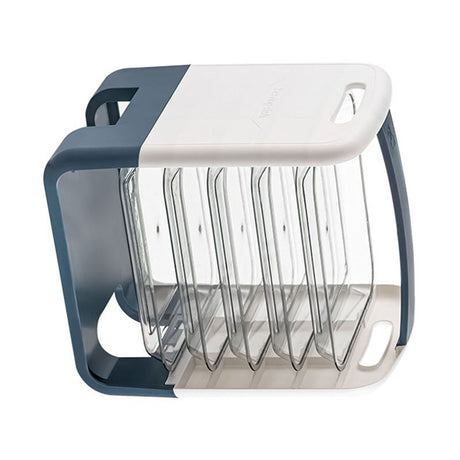 Four Layers Dish Preparation Plate Drawer Design Plastic Vegetable Preparation Rack Kitchen Storage Rack Blue