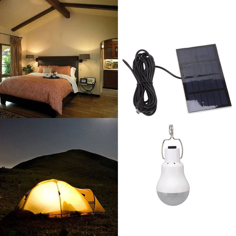 Portable Solar LED Light Bulb Rechargeable Solar Light Bulb for Outdoor Hiking Fishing Camping Tent