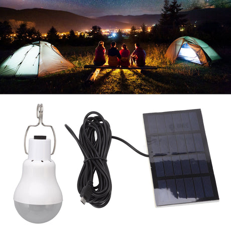 Portable Solar LED Light Bulb Rechargeable Solar Light Bulb for Outdoor Hiking Fishing Camping Tent