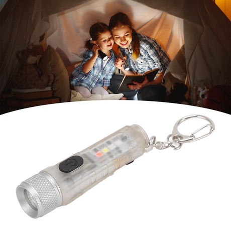 Strong Light Mini Keychain Flashlight Outdoor Portable Super Bright Multifunction LED Flashlight USB Rechargeable Fluorescent Model