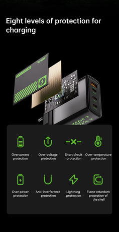 AC67U3-EU  67W USB C Charger, 4-Port Fast Charging Block，black