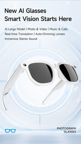 Dth03 AI Smart Sunglasses, UV400 Protection Bluetooth Call Audio Glasses，white