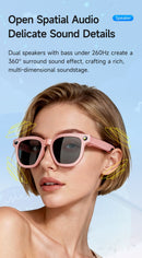 Dth03 AI Smart Sunglasses, UV400 Protection Bluetooth Call Audio Glasses，white