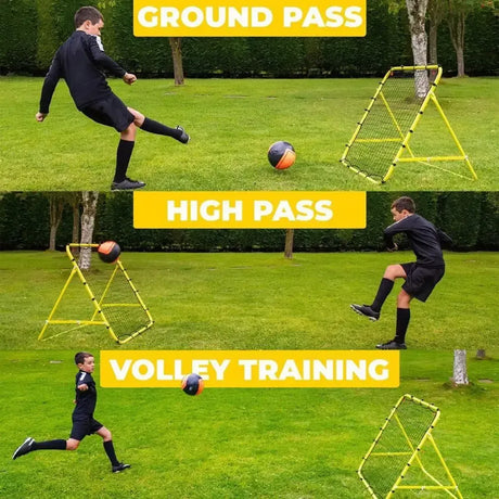 Soccer Training Equipment Adjustable Angle Rebounder Net with 20 Elastic Ropes for Beginner Training Portable Kickback - Black
