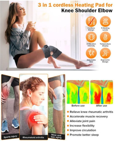 Heating Massage Knee Brace, Three-in-one Knee, Shoulder and Elbow, Portable Wireless Hot Compress Massage, Relieve Joint Pain and Pressure
