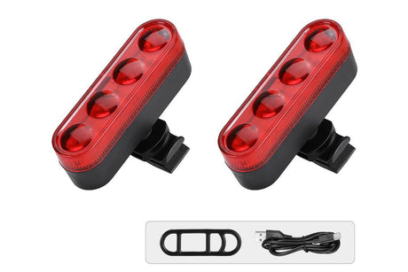 2Pcs Bike Tail Light 4 Modes Bike Rear Light Waterproof Bicycle Taillight-Red