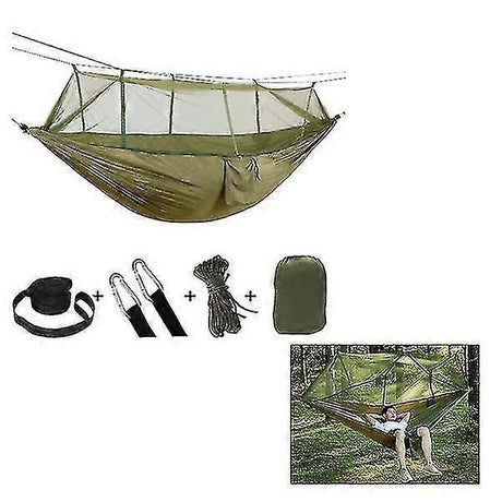 Camping Mosquito-proof Hammock Lightweight Nylon Fabric with Straps Outdoor Hanging Sleeping Bag