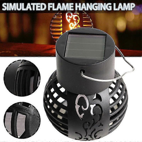 6 Led Solar Powered Flickering Flame Light Hanging Lantern Lamp Garden Decor