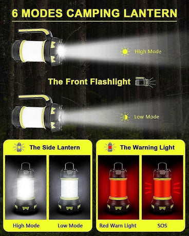 LED Camping Lantern 360 Lighting 6 Modes Waterproof Portable Hanging for Camping/Rescue/Garage etc.
