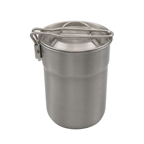 Camping Cup Stainless Steel Coffee Mug Portable Cooking Pot 1L with Lid Folding Handle for Camping Picnic Hiking Backpacking