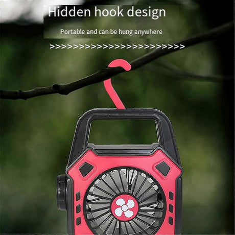 Portable Camping Fan with Light USB Charging Hanging Tent Light Black