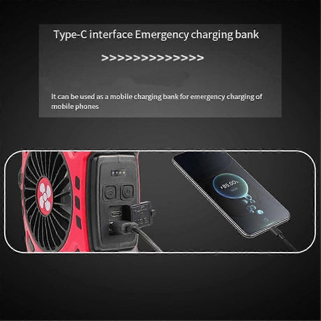 Portable Camping Fan with Light USB Charging Hanging Tent Light Black