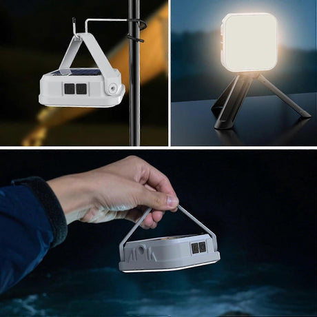 Solar Camping Lights  USB Rechargeable Tent Light with LCD Battery Display for Hiking, Climbing, Fishing, Garden, Yard, Portable Lighting, Equipment