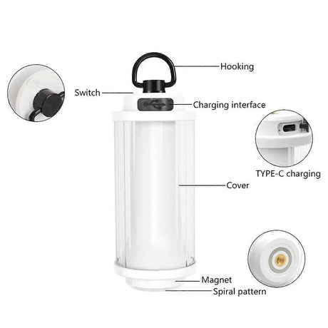 Tent Light Camping Lantern LED Hangning Lamp for Camping, Hiking, Outages - White