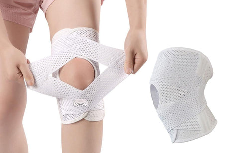 Knee Brace with Side Stabilizers for Meniscus Tear Knee Pain Breathe Knee Sleeve Relieve Knee Pain Injury Recovery for Working Out, Knee Support -White / L