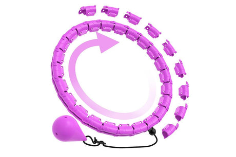 32 Section Weighted Hula Hoop with Massage Rollers - Purple