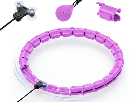 32 Section Weighted Hula Hoop with Massage Rollers - Purple