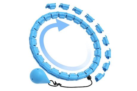 32 Section Weighted Hula Hoop with Massage Rollers - Blue